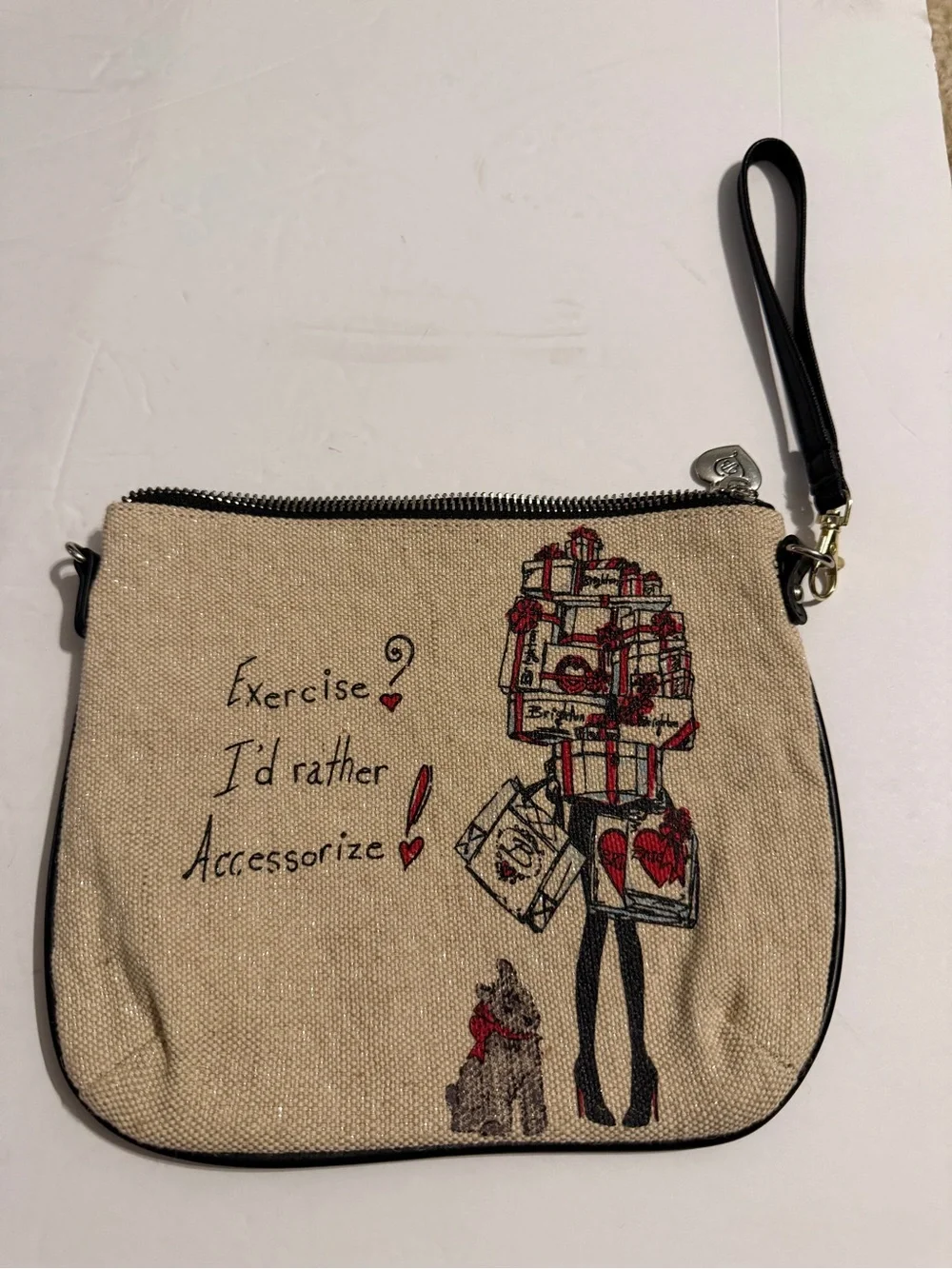 Brighton Wristlet Bag with Red Dog Illustration